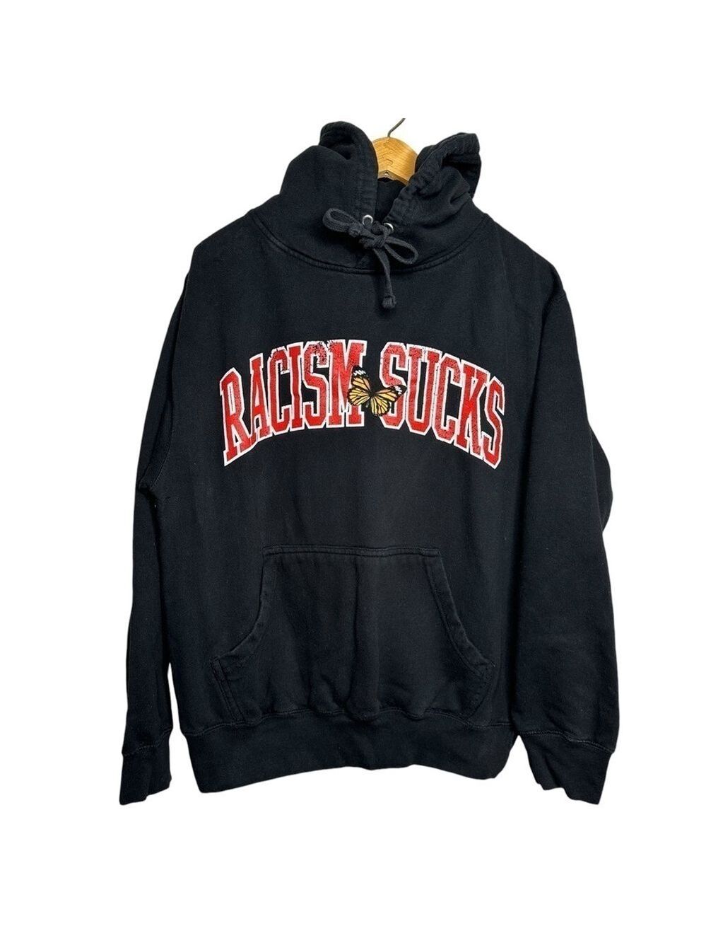 PacSun‎ ‘Racism Sucks’ Black Hoodie Pullover Sweatshirt Men’s Size M